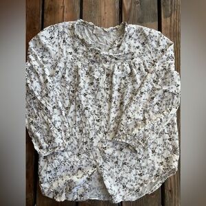 Ann Taylor Loft Outlet Floral Neck Tie Button Down Blouse Size M